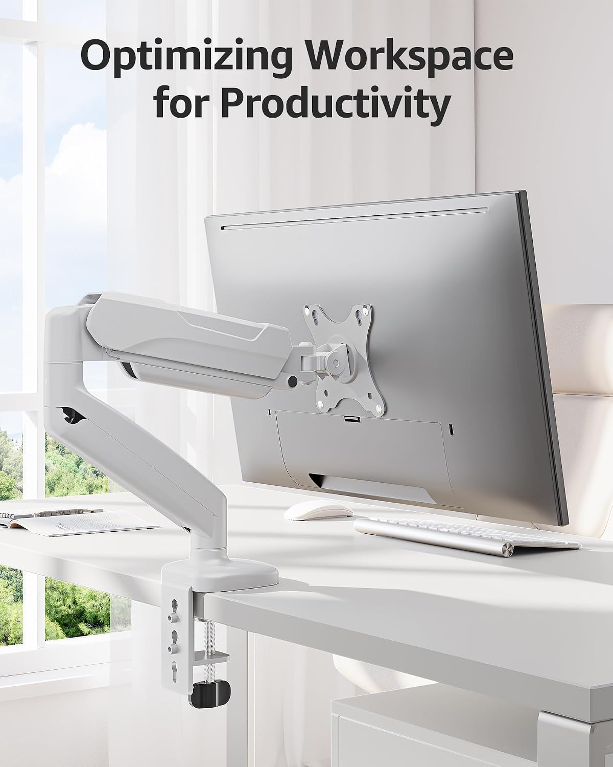 Dual Monitor Stand fits up to 32 inch, 4.4-19.8 lbs Computer Screens, Dual Monitor Desk Mount Height Adjustable, Monitor Arms for 2 Monitors, Home Office VESA Mounts, Freelift White