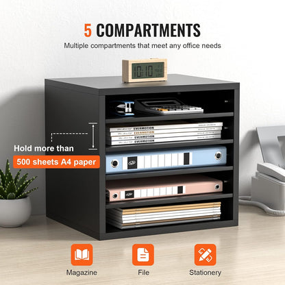 VEVOR Literature Organizers, 12 Compartments Office Mailbox with Adjustable Shelves, Wood Literature Sorter 20.4x12x16.1 inches for Office, Home, Classroom, Mailrooms Organization, EPA Certified White