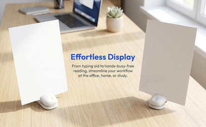 Paper Holder for Typing, White Typing Stand Document Holder with Weighted Base and Clip, Compact Paper Stand for Desk When Typing, Copy Holder for Notes, Forms and Office Work
