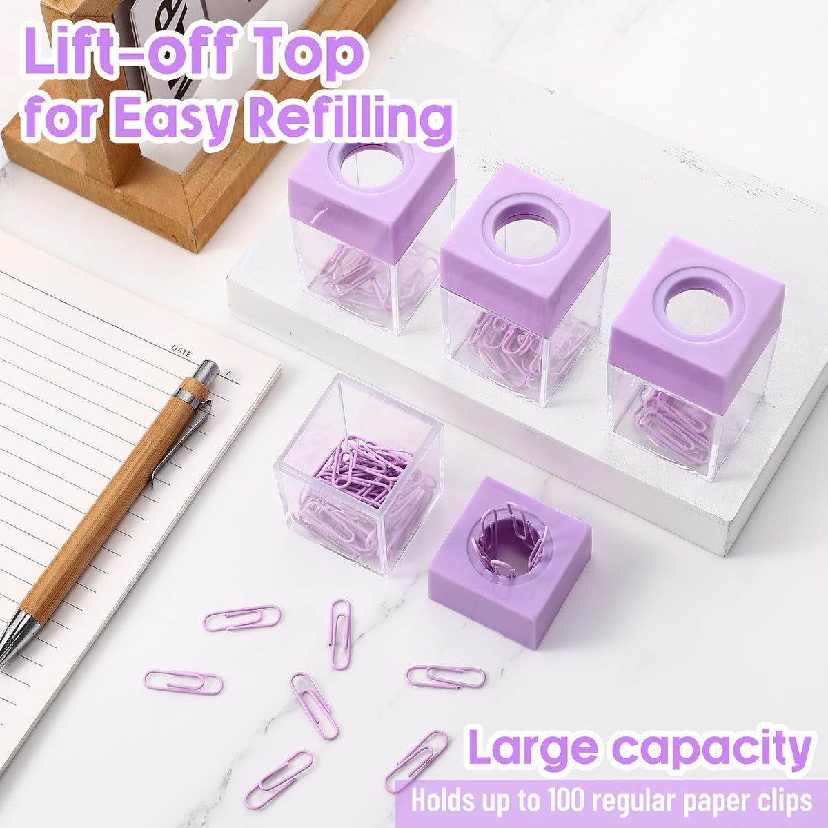 Outus 4 Pieces Magnetic Paper Clip Dispenser Holder Paperclip Dispenser for Desk, School, Office(Black)