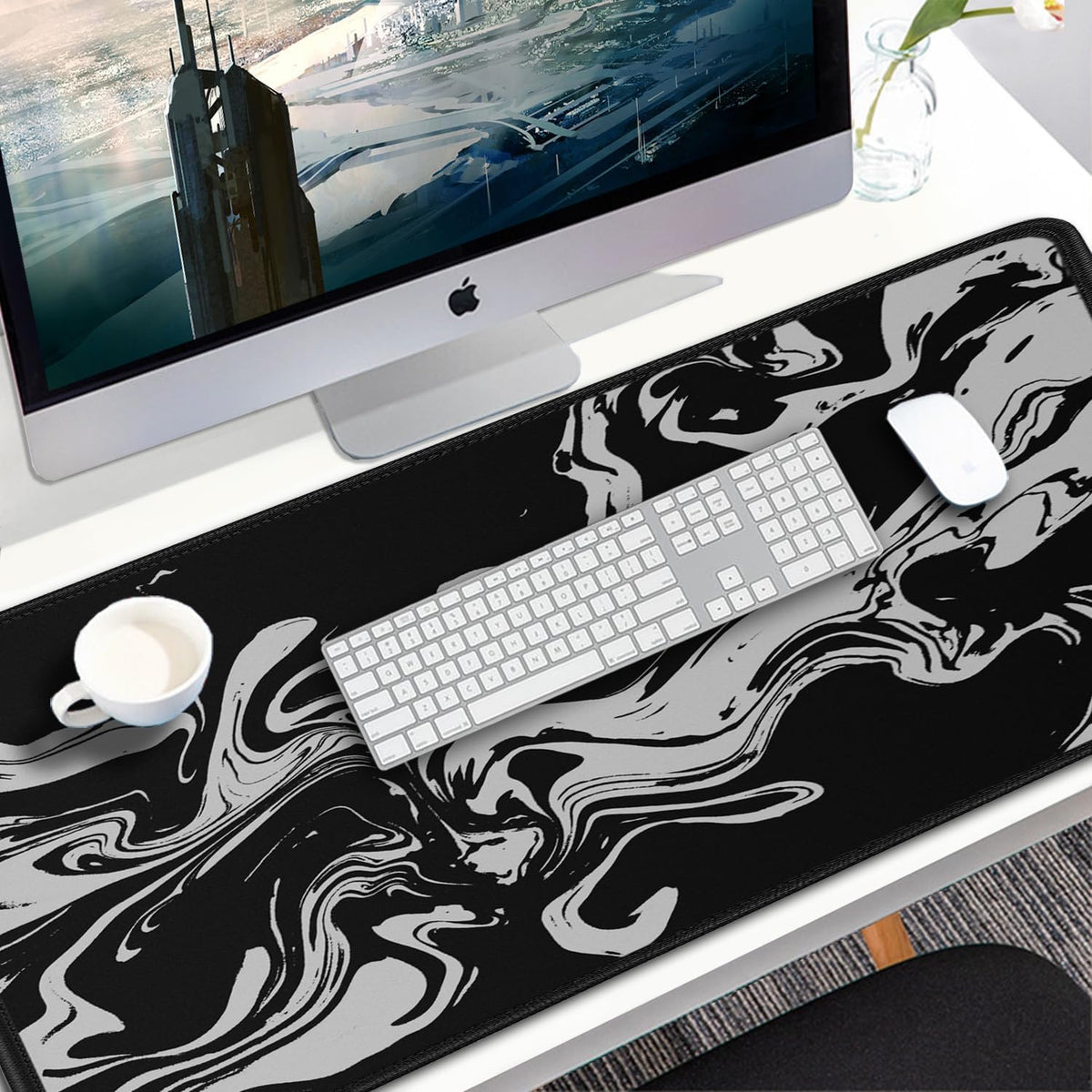 Large Gaming Mouse Pad, 31.5x15.7 inch Large Extended Computer Keyboard Mouse Mat, Water Resist Non-Slip Mousepad Rubber Base Long XXL Desk Mouse Pad for Work & Gaming, Office & Home, Black