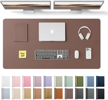 YSAGi Leather Desk Pad Protector, Office Desk Mat, Large Mouse Pad, Non-Slip PU Leather Desk Blotter, Waterproof Laptop Desk Writing Pad for Office and Home (23.6" x 13.8", Eggshell) - Colors B