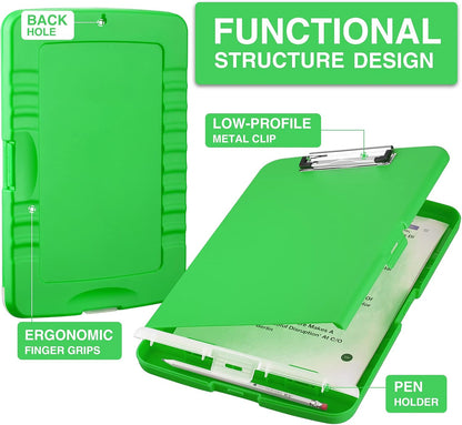 Clipboard with Storage, Clip Board 8.5 x 11 with Pen Holder, High Capacity Plastic Organization Case Box for Letter Legal A4 Size Paper, Nurses Teachers Must Haves, School & Office Supplies
