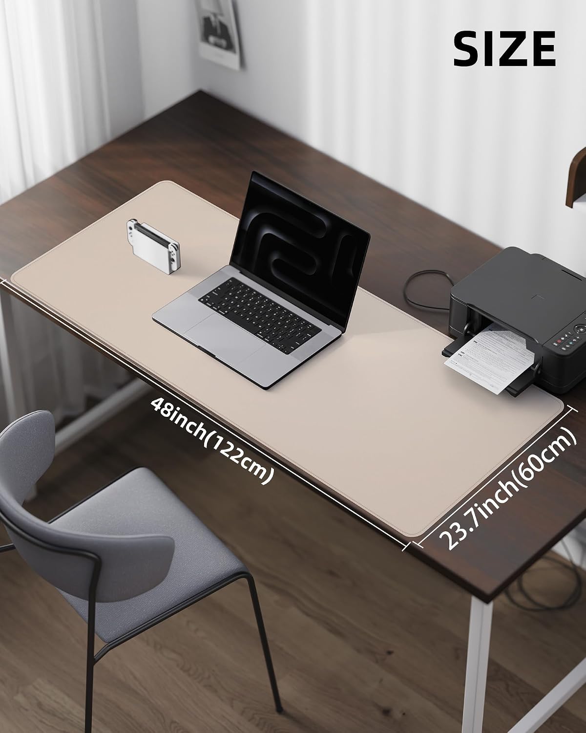 AFIING Large Desk Mat 55" x 24" - PU Leather Desk Pad Protector, Waterproof Non-Slip Extended Mouse Pad for Office Desk, Keyboard, Laptop and Home Workspace (Black)
