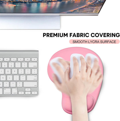 JIKIOU Mouse Pad, 2 Pack Ergonomic Mouse Pads with Comfortable Gel Wrist Rest Support and Smooth Cloth, Non-Slip PU Base for Easy Typing Pain Relief Durable and Easy to Clean Small Black