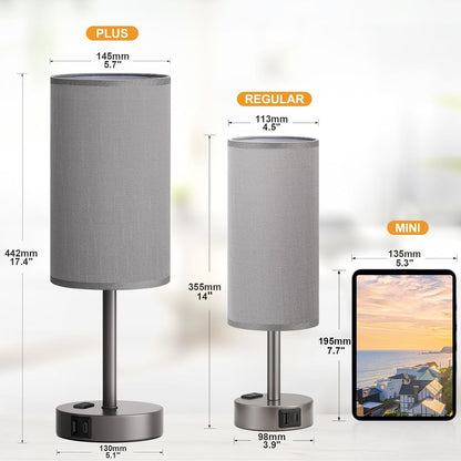 Fenmzee Bedside Table Lamp for Bedroom - Dimmable Touch, USB A+C, AC Outlet