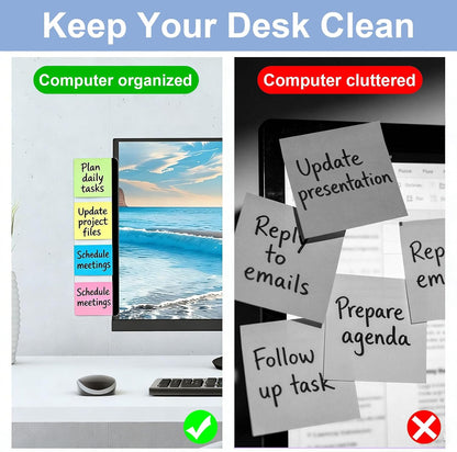 2PCS Computer Monitor Memo Board, 11" x 3.1"Clear Acrylic Office Desk Accessories, Computer Monitor Side Note Holder, Message Board for Sticky Notes, Reminders & Memos