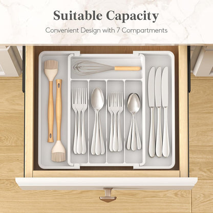 Expandable Silverware Drawer Organizer, Kitchen Utensil Tray