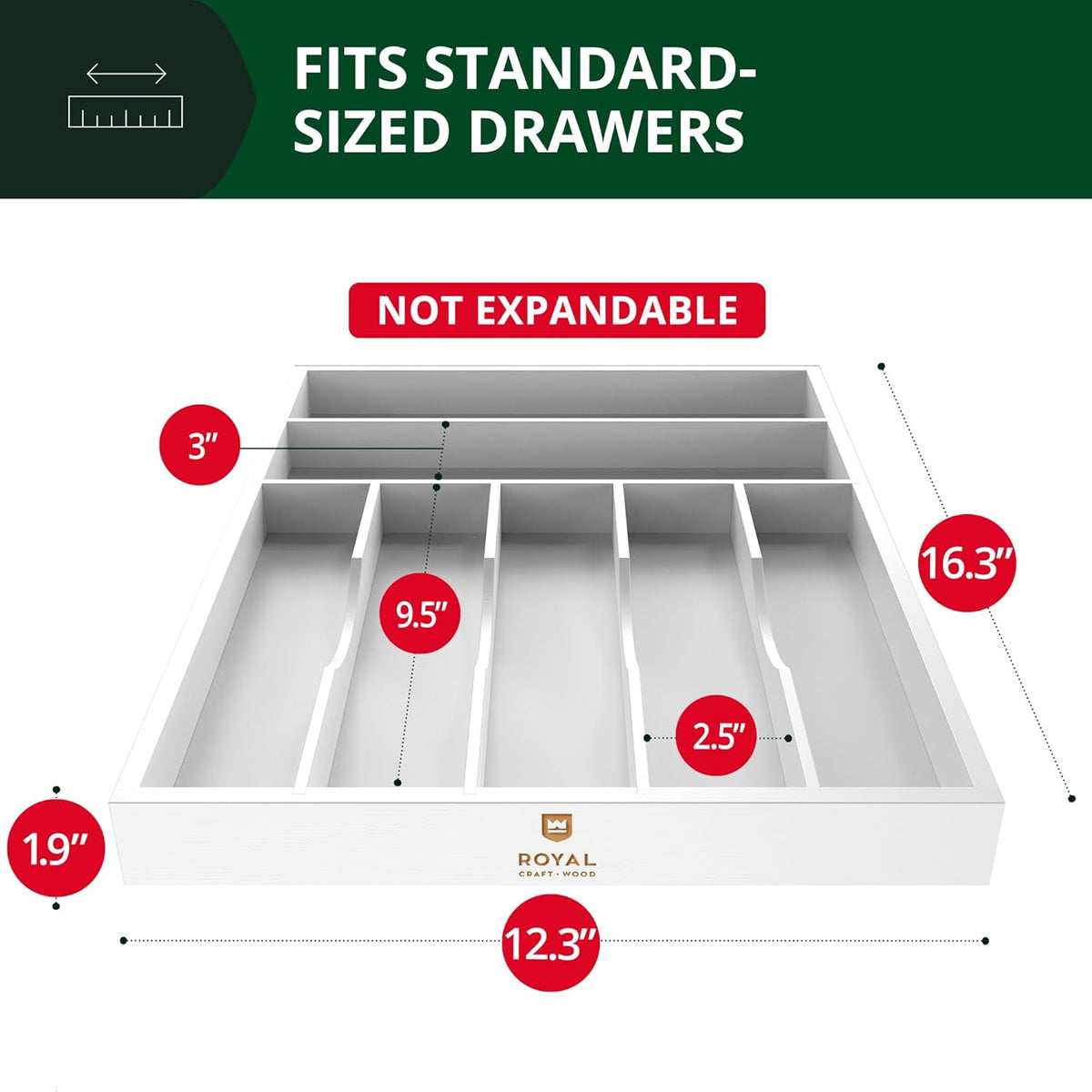ROYAL CRAFT WOOD Luxury Bamboo Kitchen Drawer Organizer - Silverware Organizer, Utensil Holder & Cutlery Tray Drawer Dividers for Flatware (9 Slot, Natural)