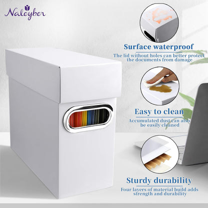 File Organizer Box with Lid & Handle, Thickened Cardboard Hanging File Folder Storage Boxes for Letter Size, Portable Filing Organizer for Office, Home, Classroom, Black