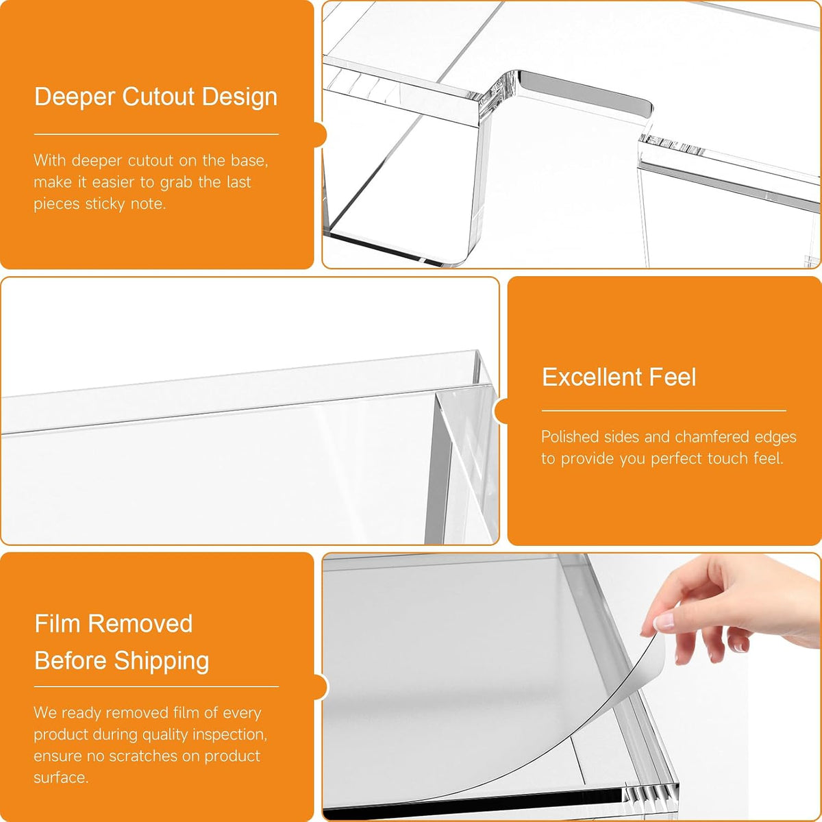 BEEGO Sticky Note Organizer - 4x6 in Crystal Clear Acrylic Notepad Holder & Dispenser for Dorm Room Office Desk Organization
