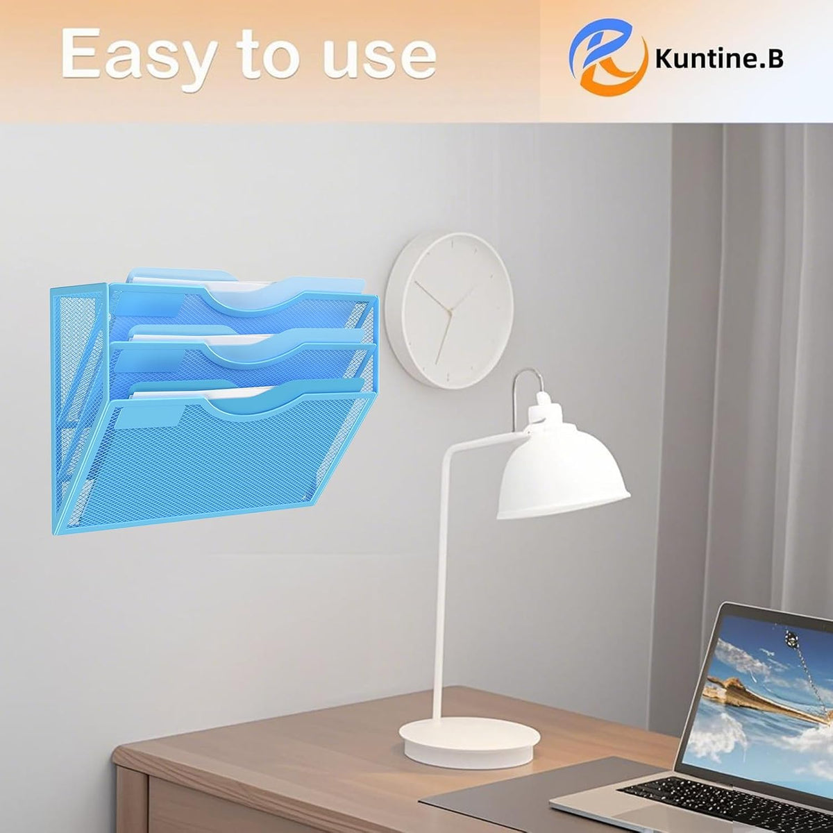 Kuntine.B Wall File Organizer Office Hanging Magazine Holder Wall File Organizer for Office Home (Black, 5 Tier)