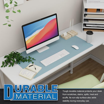 K KNODEL Large Office Leather Desk Mat, Mouse and Keyboard Pad, Computer and Laptop Mat, Desktop Protector and Cover, Writing Pad and Blotter (31.5"x15.7", Black)