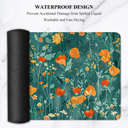 Auhoahsil Desk Mat, Ultra Large Mouse Pad, XXL Gaming Mousepad, Green Tropical Leaves Deskpad, Big Extended Full Size Mouse Pad, Desktop Desk Matt for Keyboard, Laptop & Computer, 35.5 x 15.7 in - Colors A