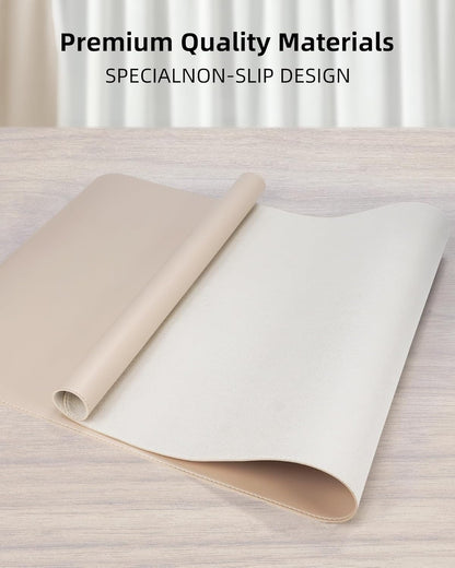 AFIING Large Desk Mat 55" x 24" - PU Leather Desk Pad Protector, Waterproof Non-Slip Extended Mouse Pad for Office Desk, Keyboard, Laptop and Home Workspace (Black)