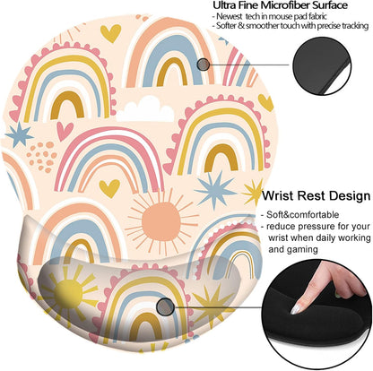 Wrist Support Mouse Pad Anti Slip Rubber Wrist Rest Mousepad 9in X 8in Small Desktop Notebook Mouse Mat for Working and Gaming (M-Pink Floral)
