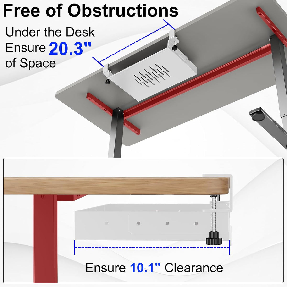 No Drill Under Desk Laptop Mount, Metal Under Desk Storage Shelf with Cable Management, Laptop Storage Tray for MacBook, Keyboard, Mac Mini, Anti-Scratch Silicone, Fits Office, Gaming, Workstations