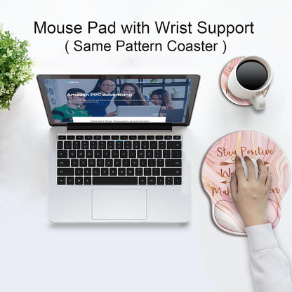 Ergonomic Mouse Pad with Wrist Support Rest,Large Mousepad Gel Wrist Rest, with Coaster Non-Slip & Pain Relief for Computer, Desk, Home&Office-Beach - Colors B