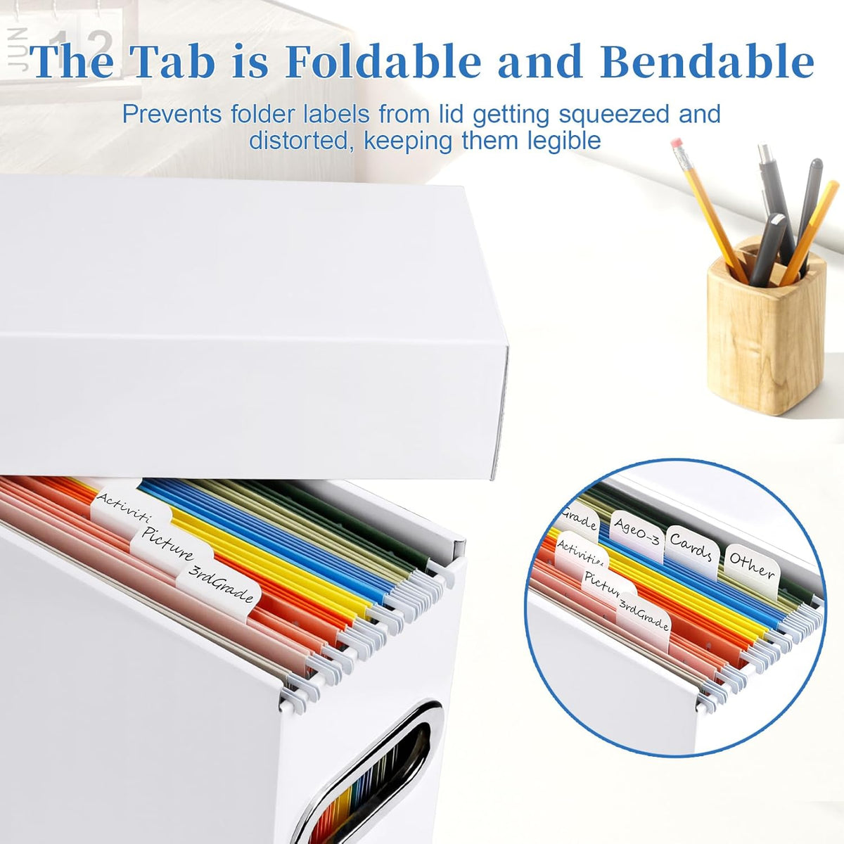 File Organizer Box with Lid & Handle, Thickened Cardboard Hanging File Folder Storage Boxes for Letter Size, Portable Filing Organizer for Office, Home, Classroom, Black