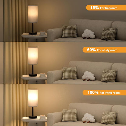 Fenmzee Bedside Table Lamp for Bedroom - Dimmable Touch, USB A+C, AC Outlet