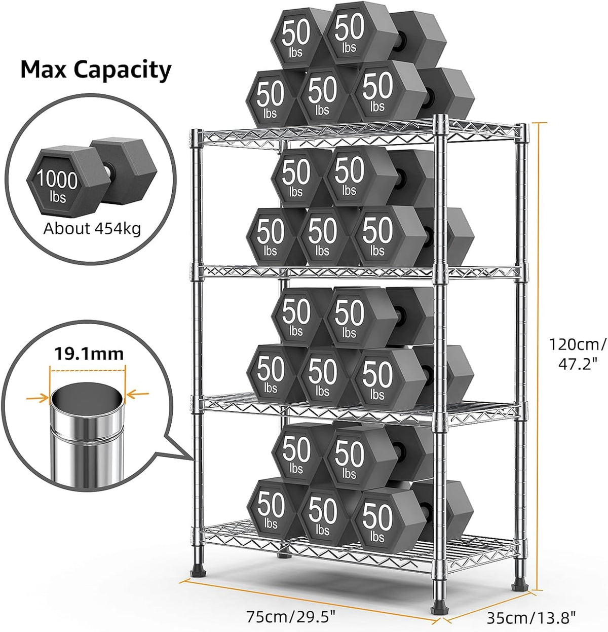 M MZG 450 lbs Steel Storage Shelving 3-Tier Utility Shelving Unit Steel Organizer Wire Rack for Home,Kitchen,Office (11.8" D x 17.7" W x 26.3" H) - Colors A