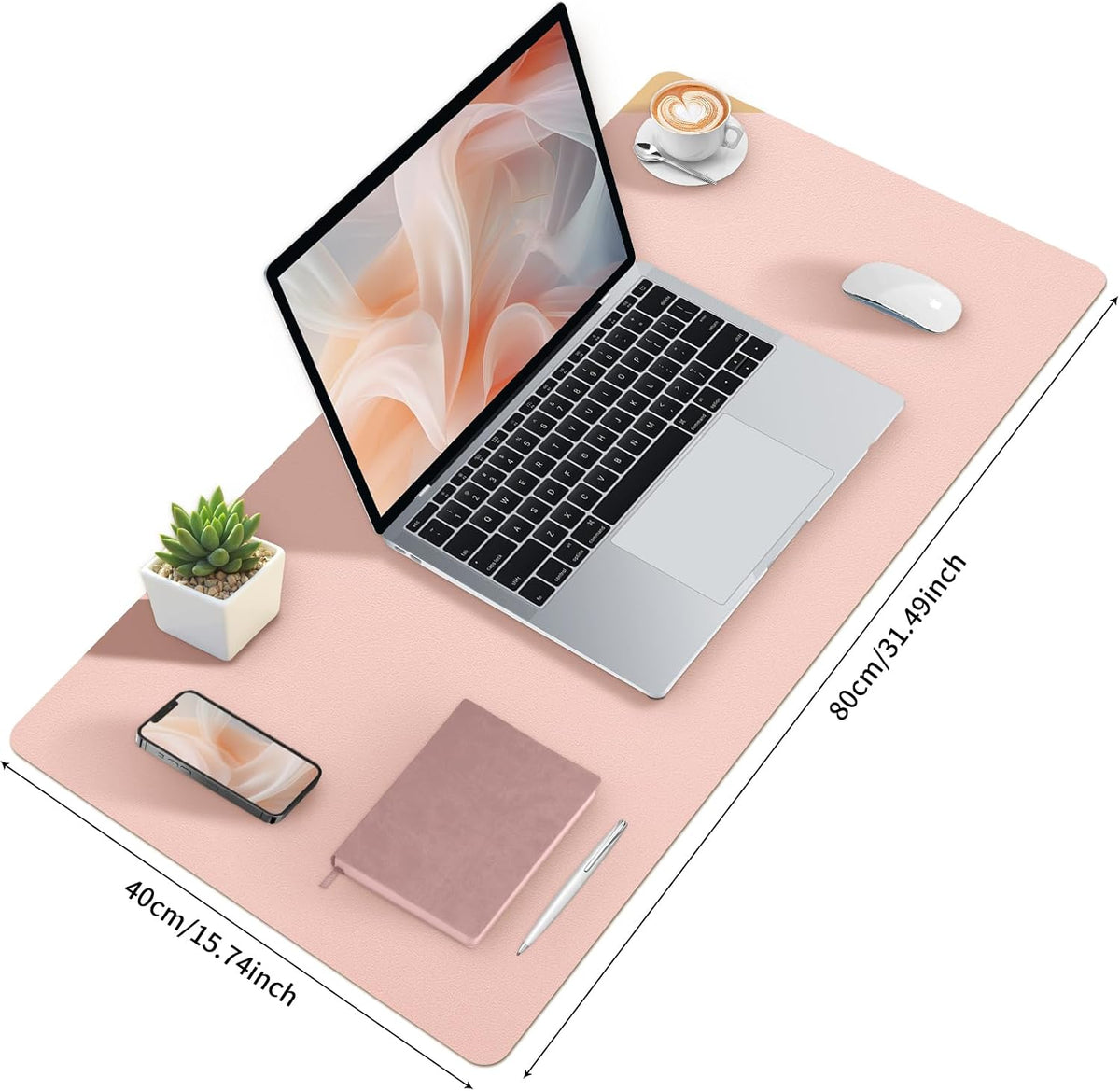 Bloss Leather Desk Pad and Keyboard Wrist Rest, Large Mouse Pad + Keyboard Pad+Mouse Wrist Support, Non-Slip Desk Mat Protector for Office, Home(31.5×15.7 Inches,Beige) - Colors B