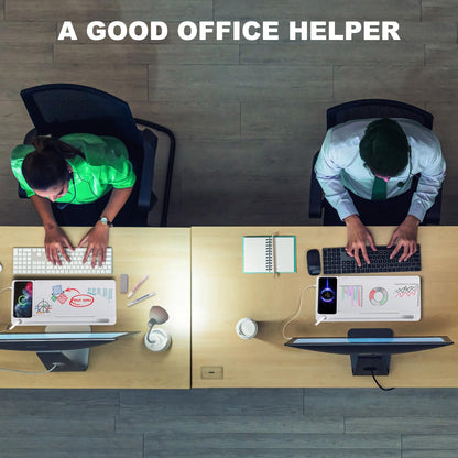 TSJ OFFICE Desktop Whiteboard Dry-Erase-Board - Computer Keyboard Stand White Board Surface Pad with Drawer, Desk Organizers with Accessories for Office, Home, School Supplies - Black