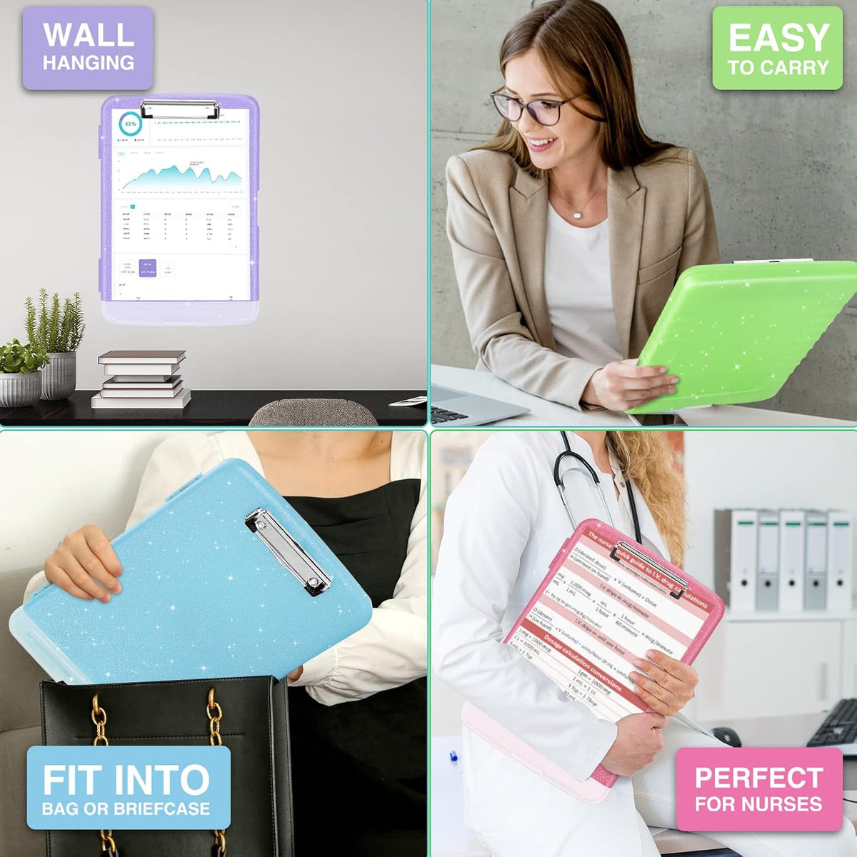 Clipboard with Storage, Clip Board 8.5 x 11 with Pen Holder, High Capacity Plastic Organization Case Box for Letter Legal A4 Size Paper, Nurses Teachers Must Haves, School & Office Supplies