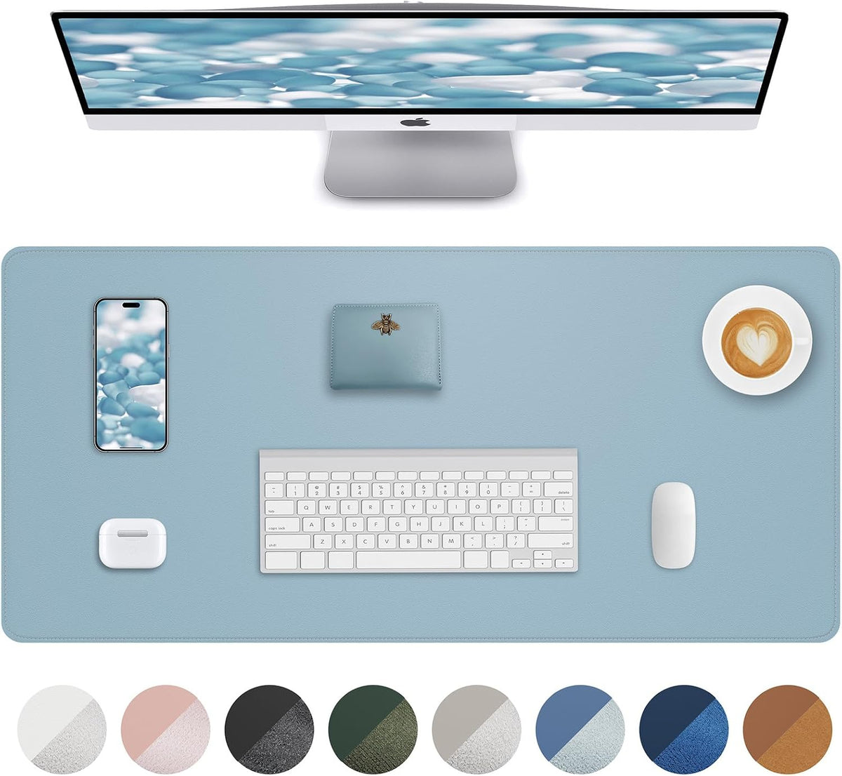 AFIING Large Desk Mat 55" x 24" - PU Leather Desk Pad Protector, Waterproof Non-Slip Extended Mouse Pad for Office Desk, Keyboard, Laptop and Home Workspace (Black)