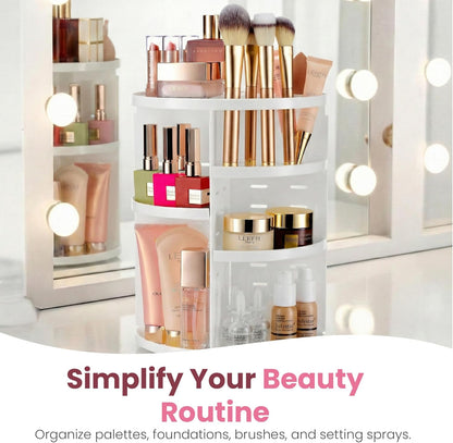 Masirs 360 Rotating Makeup Organizer Countertop - Adjustable Shelf Height - The Perfect Round Spinning Cosmetic Organizer for Bedroom Dresser or Vanity Countertop Storage (Clear)