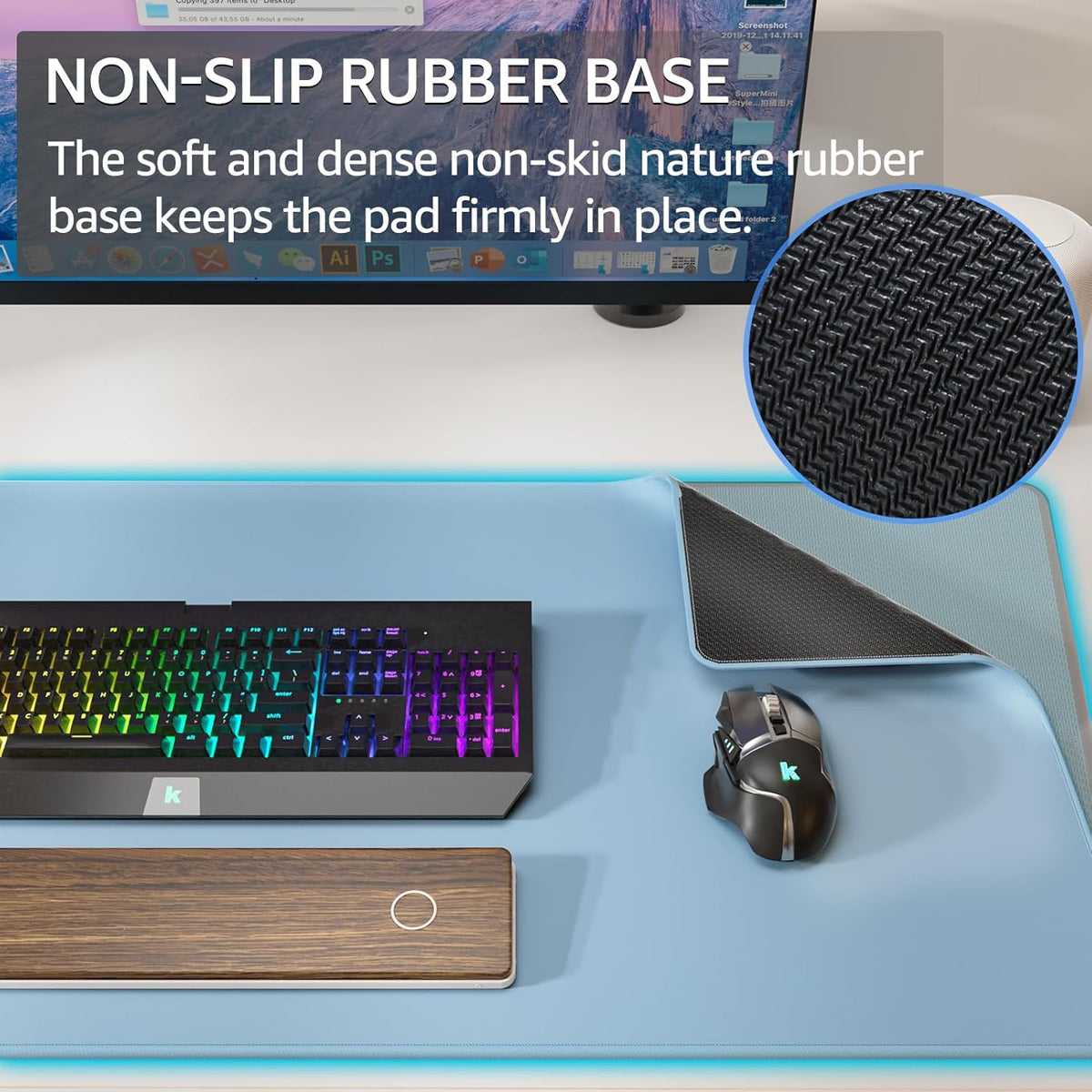 KTRIO Large Gaming Mouse Pad Desk Mat for Gamer, 31.5" x 11.8", Black, XL | Extended Size Design, Superior Micro-Weave Cloth, Non-Slip Rubber Base, Durable Stitched Edges, Water-Resistant Coating