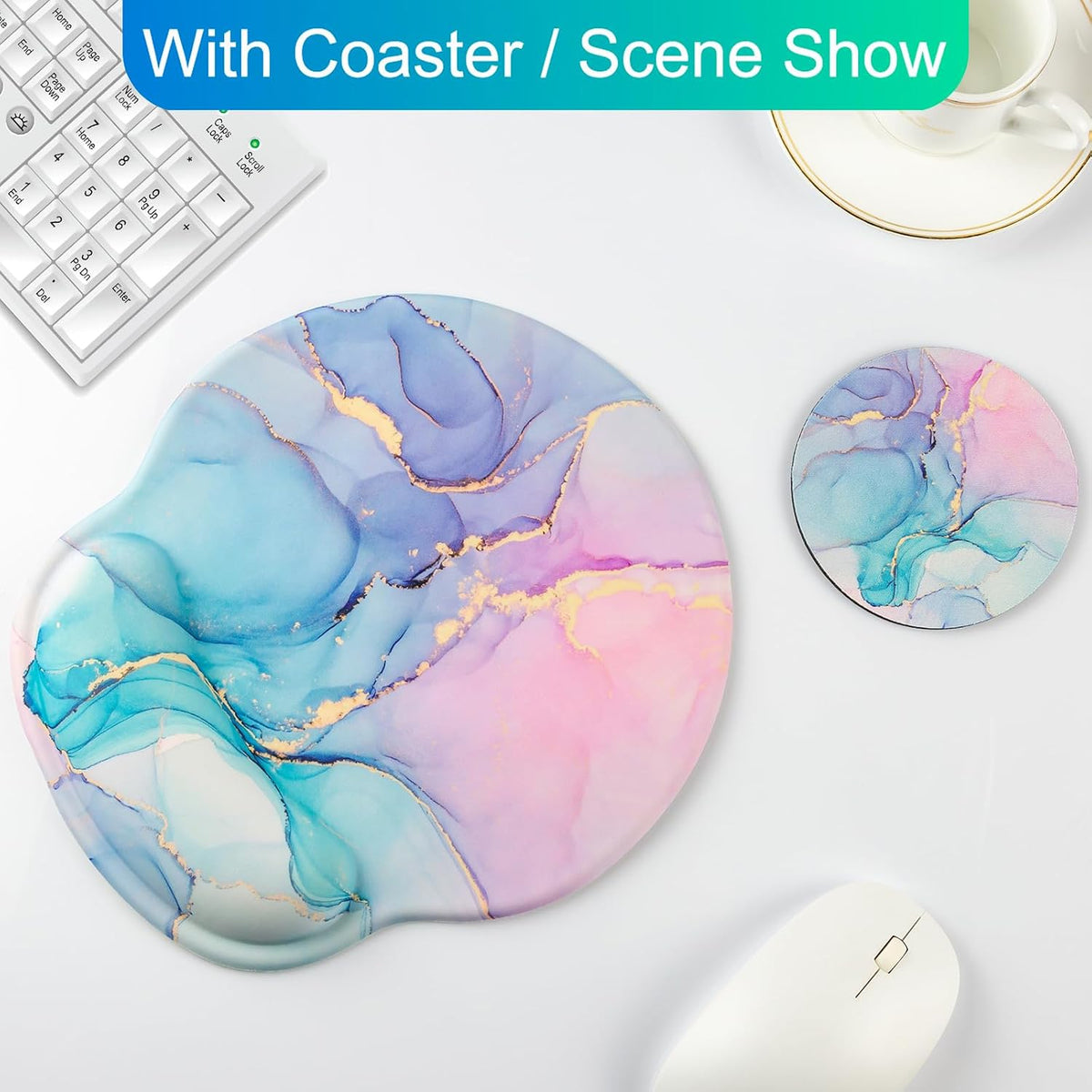 Ergonomic Mouse Pad with Wrist Rest Support,Gel Mouse Pads for Desk - Colors A