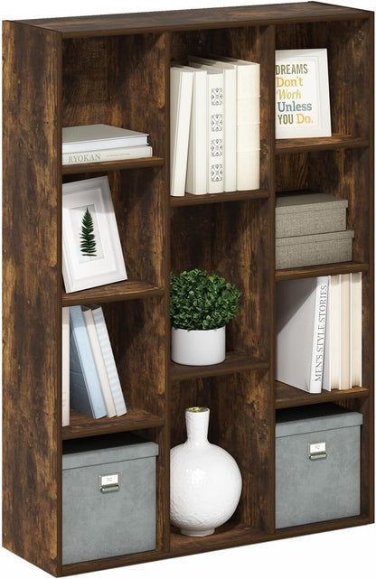 Furinno PASIR Book Shelf, 2-Tier Modern Bookshelf, Open Shelves Bookcase 9 x 12 x 21, Easy Assembly, for Living Room, Bedroom, Home Office, White