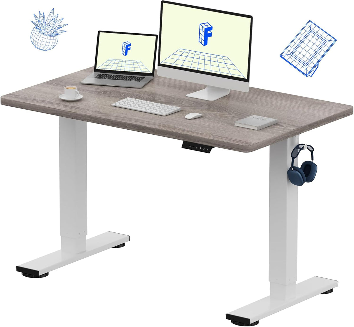 EN1 48"x24" One-Piece Standing Desk, White