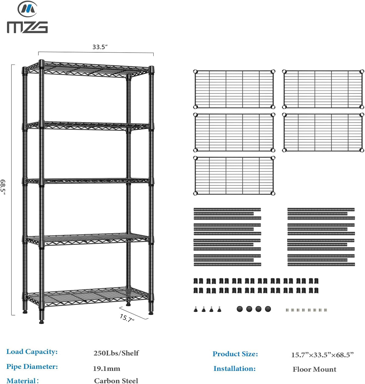 M MZG 450 lbs Steel Storage Shelving 3-Tier Utility Shelving Unit Steel Organizer Wire Rack for Home,Kitchen,Office (11.8" D x 17.7" W x 26.3" H) - Colors B