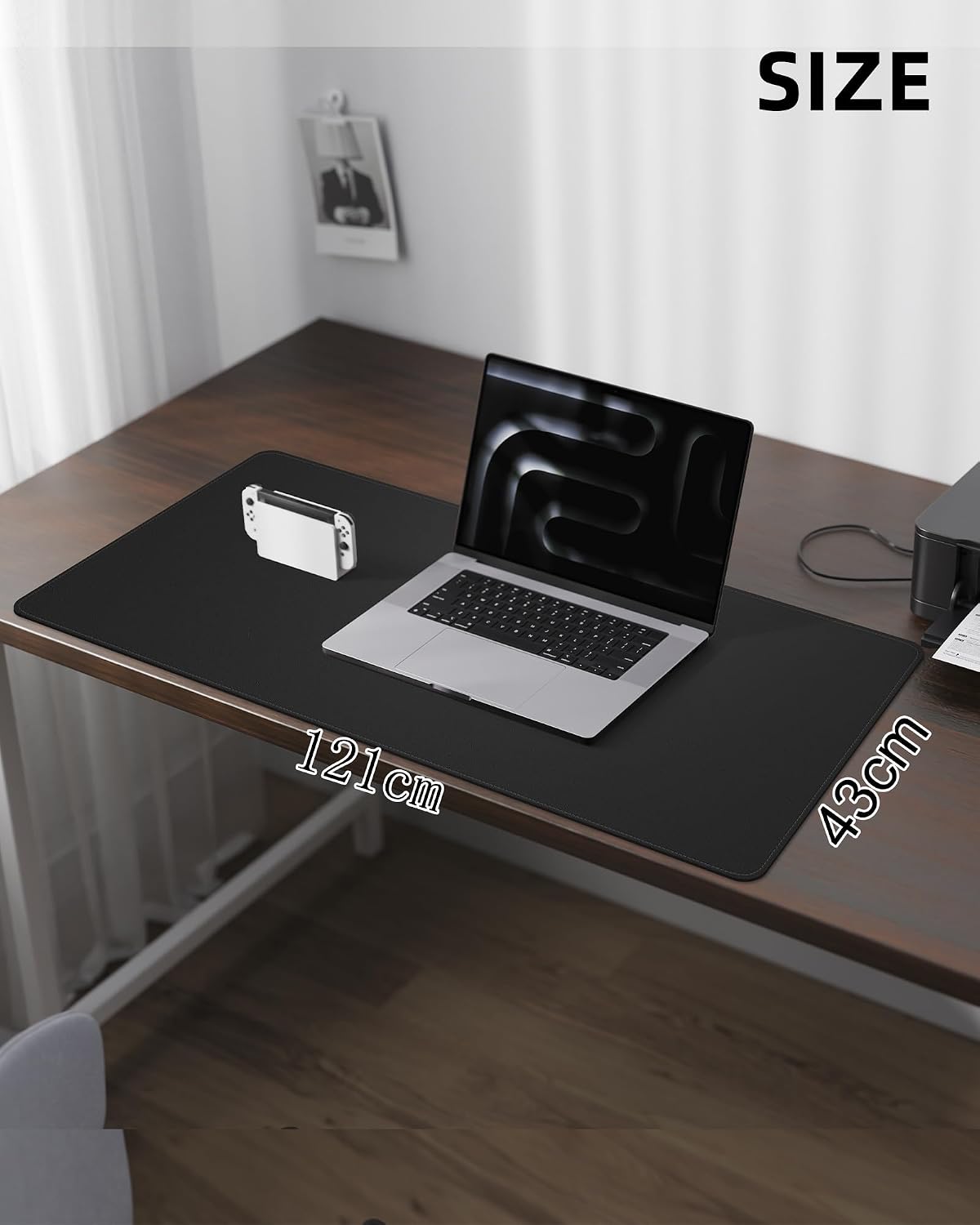 AFIING Large Desk Mat 55" x 24" - PU Leather Desk Pad Protector, Waterproof Non-Slip Extended Mouse Pad for Office Desk, Keyboard, Laptop and Home Workspace (Black)