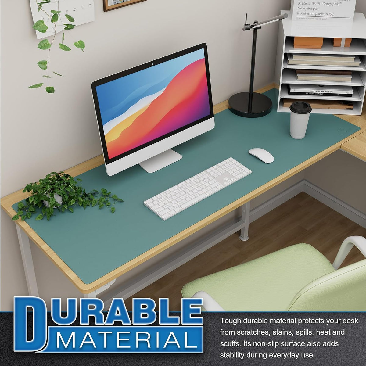 K KNODEL Large Office Leather Desk Mat, Mouse and Keyboard Pad, Computer and Laptop Mat, Desktop Protector and Cover, Writing Pad and Blotter (31.5"x15.7", Black)