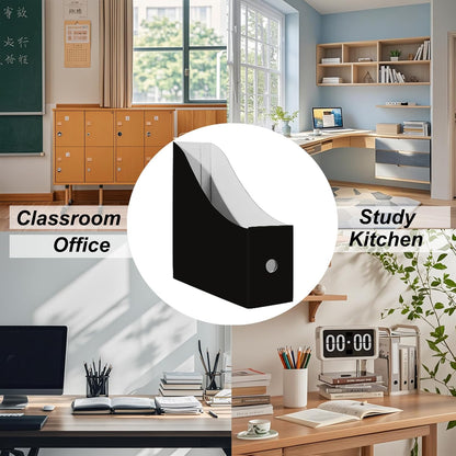 Limitliho Magazine File Folder Holder for Desk, Book Bins for Classroom Library,Office,Home, 10.6" H x 10.2" L x 3.5" W in Cardboard Paper Organizer (Six color, 6 Pack)