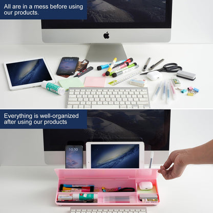 TSJ OFFICE Desktop Whiteboard Dry-Erase-Board - Computer Keyboard Stand White Board Surface Pad with Drawer, Desk Organizers with Accessories for Office, Home, School Supplies - Black