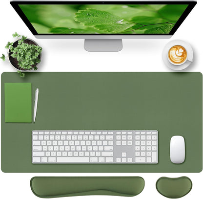 Bloss Leather Desk Pad and Keyboard Wrist Rest, Large Mouse Pad + Keyboard Pad+Mouse Wrist Support, Non-Slip Desk Mat Protector for Office, Home(31.5×15.7 Inches,Beige) - Colors B