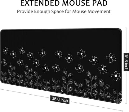 Auhoahsil Desk Mat, Ultra Large Mouse Pad, XXL Gaming Mousepad, Green Tropical Leaves Deskpad, Big Extended Full Size Mouse Pad, Desktop Desk Matt for Keyboard, Laptop & Computer, 35.5 x 15.7 in - Colors B