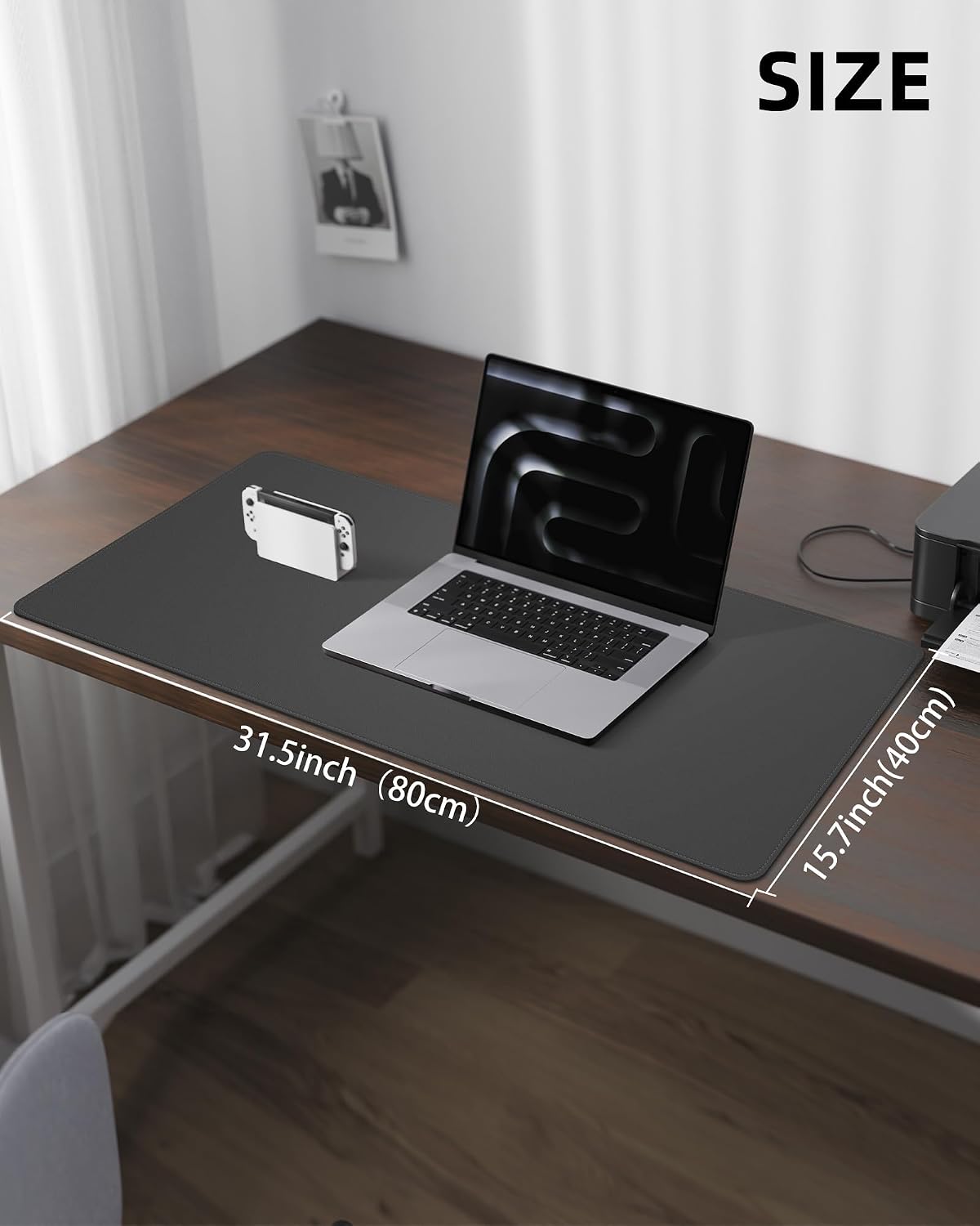 AFIING Large Desk Mat 55" x 24" - PU Leather Desk Pad Protector, Waterproof Non-Slip Extended Mouse Pad for Office Desk, Keyboard, Laptop and Home Workspace (Black)