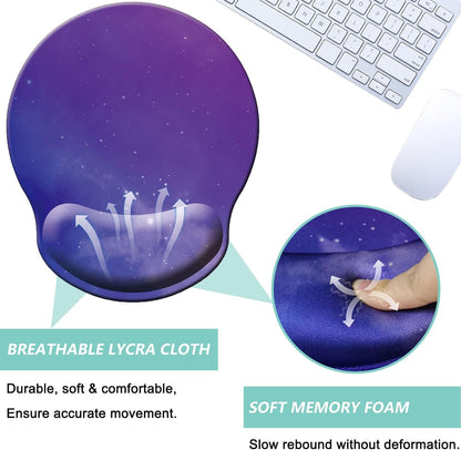 Mouse Pad with Wrist Support, Ergonomic Mouse Pad with Memory Foam Wrist Rest Cushion, Non-Slip Rubber Base Gaming Mice Pad for Home Office Computer Laptop, Flower Black