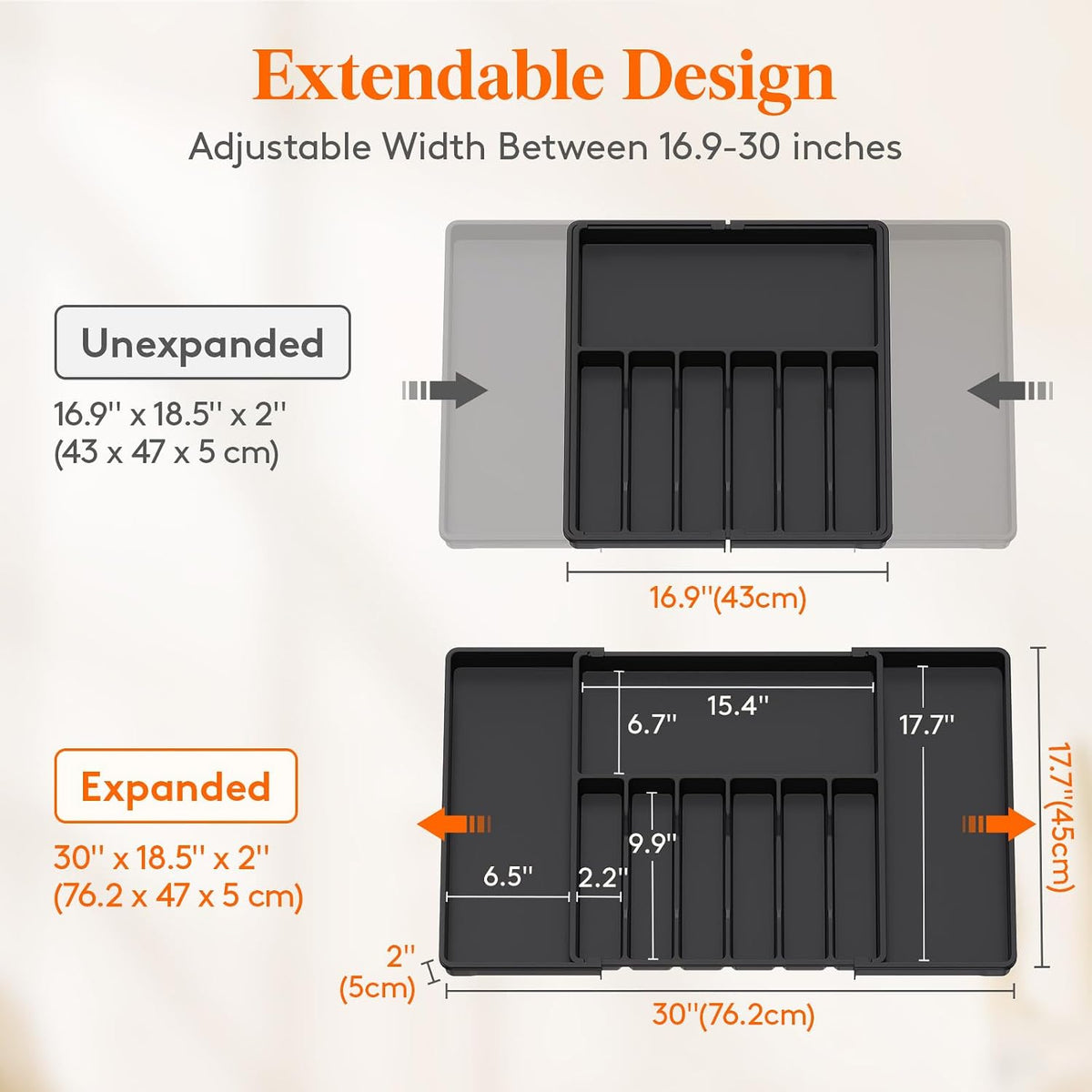 Expandable Silverware Drawer Organizer, Kitchen Utensil Tray