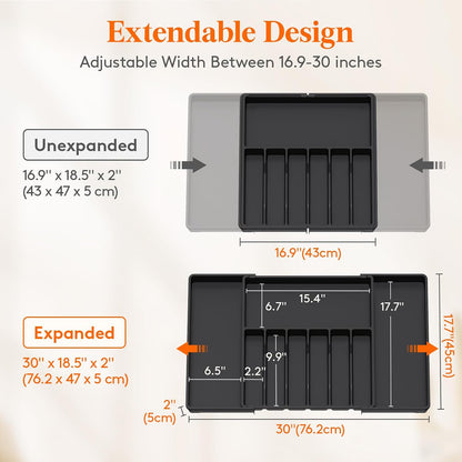 Expandable Silverware Drawer Organizer, Kitchen Utensil Tray