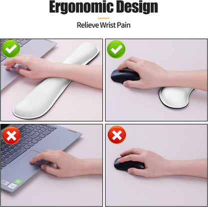 Bloss Leather Desk Pad and Keyboard Wrist Rest, Large Mouse Pad + Keyboard Pad+Mouse Wrist Support, Non-Slip Desk Mat Protector for Office, Home(31.5×15.7 Inches,Beige) - Colors B
