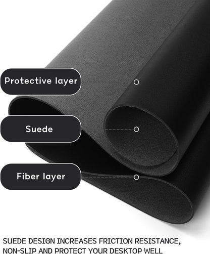 YSAGi Non-Slip Leather Desk Pad, Waterproof Laptop Computer Desk Keyboard Mat, Table Protector Blotter Mat, Large Mouse Pad for Office/Work/Home/Decor(Dark Brown, 31.5" x 15.7")