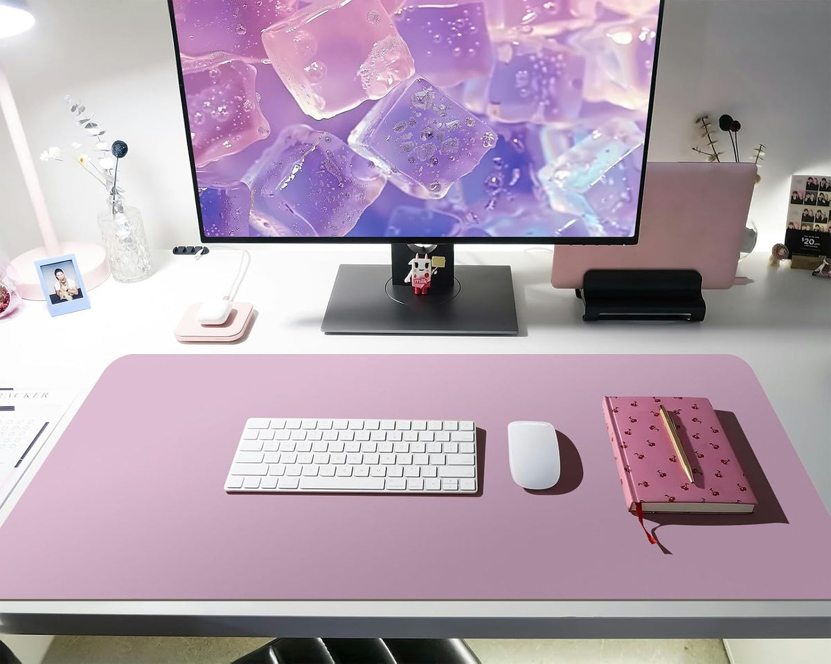 Bloss Leather Desk Pad and Keyboard Wrist Rest, Large Mouse Pad + Keyboard Pad+Mouse Wrist Support, Non-Slip Desk Mat Protector for Office, Home(31.5×15.7 Inches,Beige) - Colors A