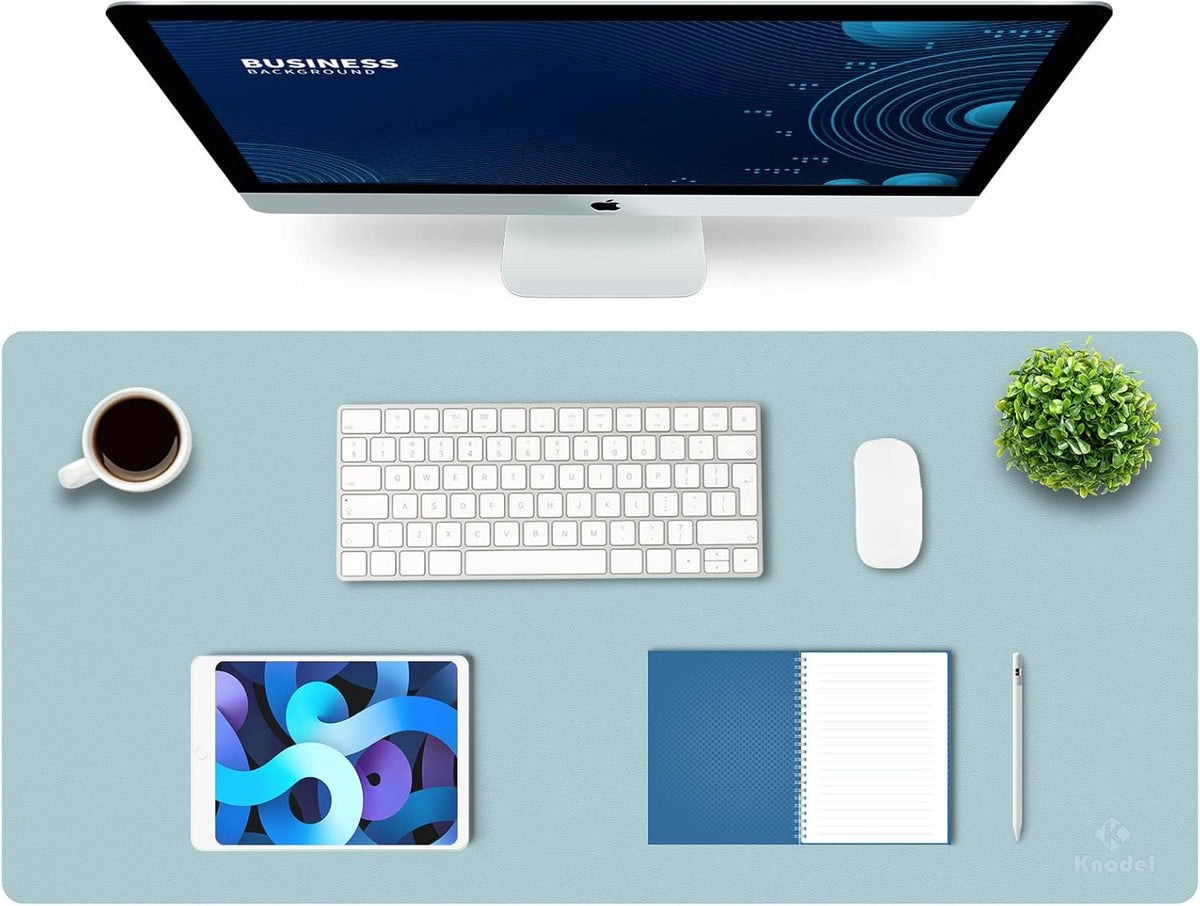 K KNODEL Large Office Leather Desk Mat, Mouse and Keyboard Pad, Computer and Laptop Mat, Desktop Protector and Cover, Writing Pad and Blotter (31.5"x15.7", Black)