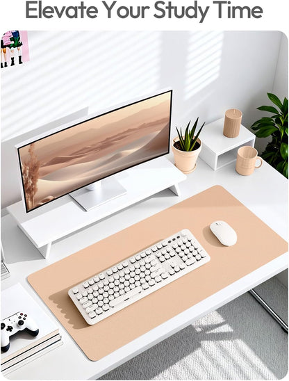 YSAGi Leather Desk Pad Protector, Office Desk Mat, Large Mouse Pad, Non-Slip PU Leather Desk Blotter, Waterproof Laptop Desk Writing Pad for Office and Home (23.6" x 13.8", Eggshell) - Colors B